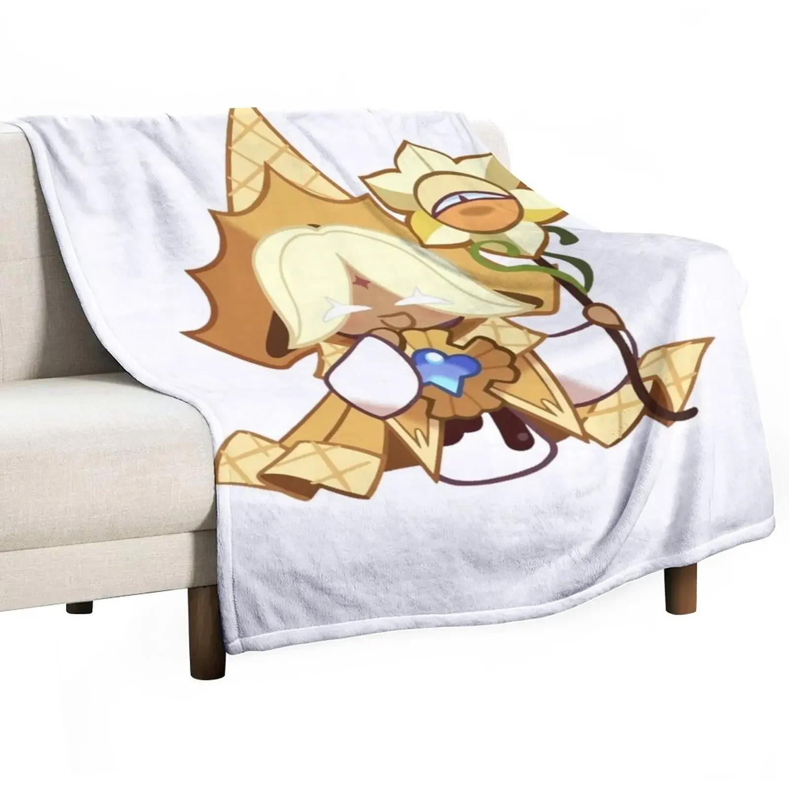 Pure Vanilla Cookie Cookie Run Kingdom Throw Blanket Cute Plaid Softest Summer Blankets for Home Garden 100cmx150cm