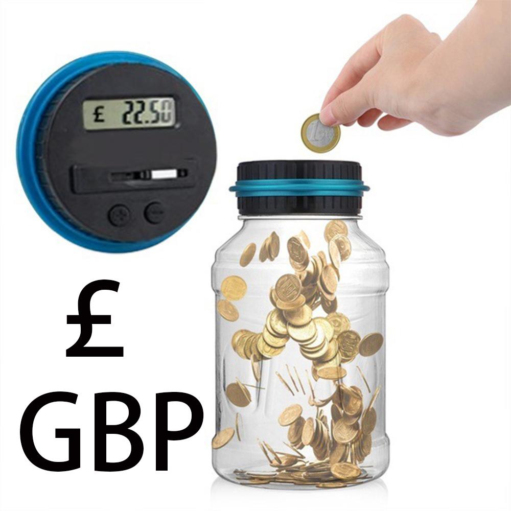 Digital LCD Counting Money Jar Electronic Piggy Bank Counter Coin Box Saving Coins Storage Box for USD EURO GBP Money Box Gifts