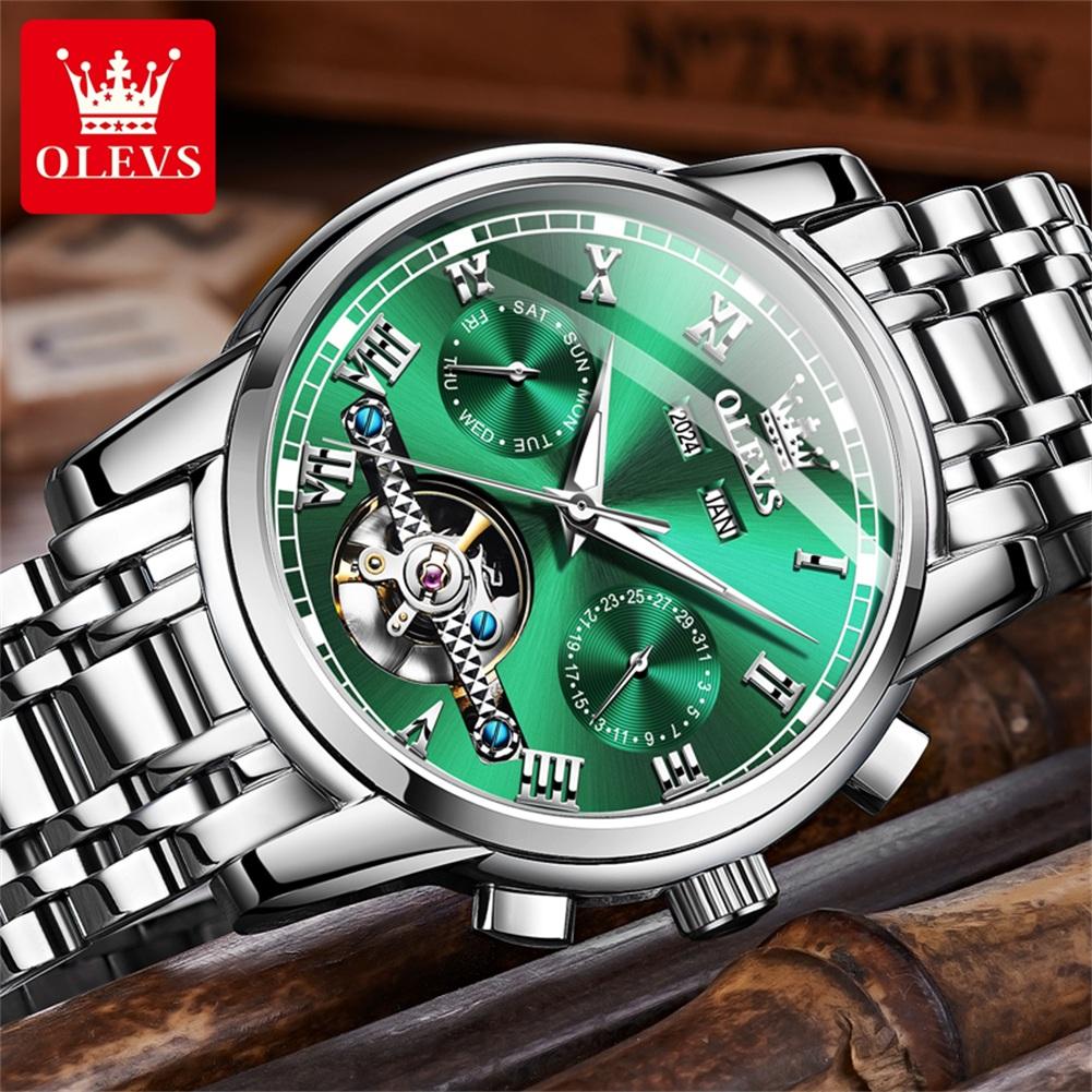 OLEVS 6607 Luxus Automatikuhr für Herren Skelett-Design Herrenarmbanduhr Wasserdicht Original Mechanisches Uhrwerk Uhr