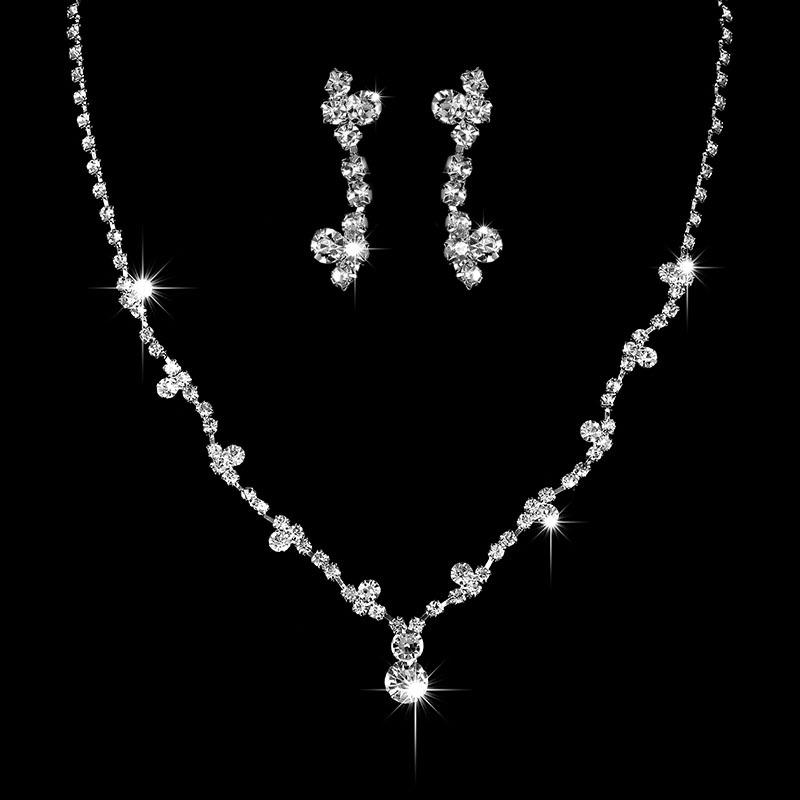 Radiant Zircon Water Drop Necklace and Earrings Bridal Set