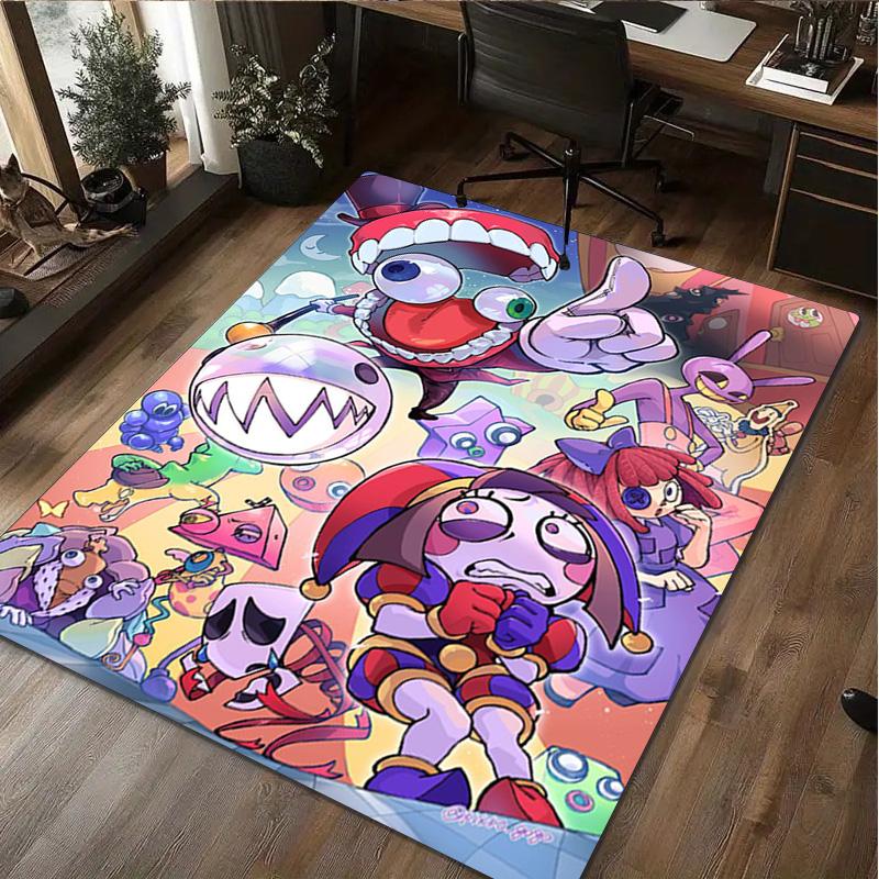 Cartoon-Figur Pomni Teppich Büro Dekorativer Teppich Für Wohnzimmer Schlafzimmer Fußmatte Bodenläufer Computerstuhl Bereichsteppich perfektes Weihnachtsgeschenk