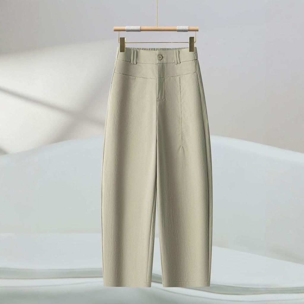 Fashion Nine-point Casual Straight Scimitar Pants Women's 1116 Summer Thin High-waisted Thin Breathable Loose Sickle Pants