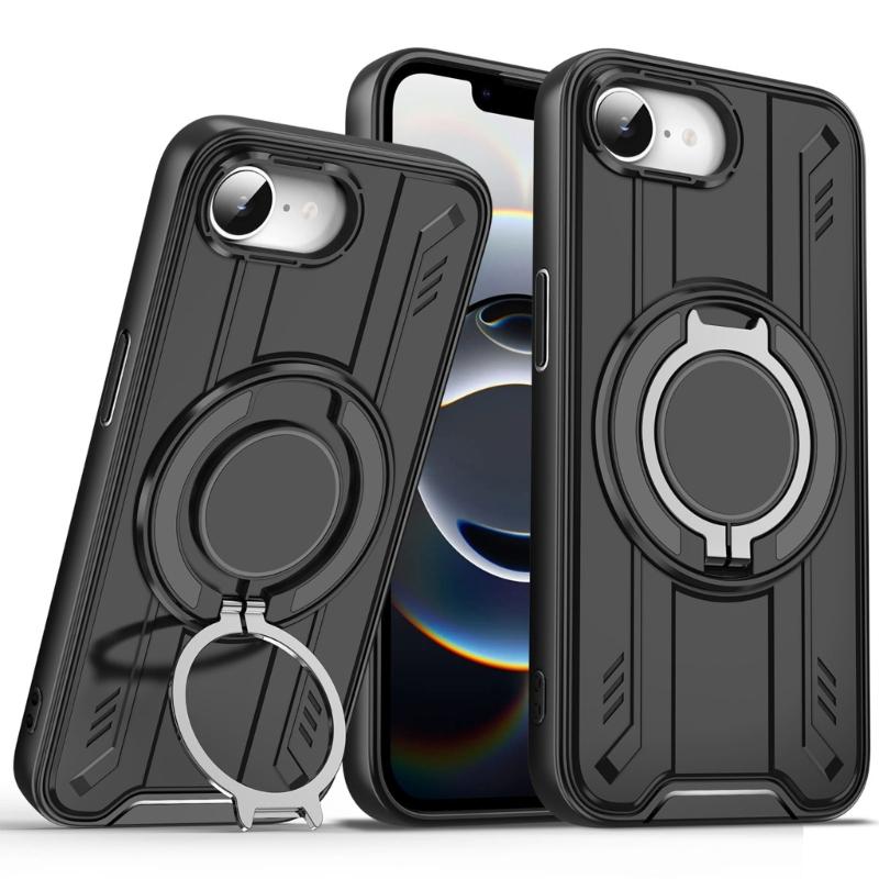 Phone Case for Phone 16E 360 Degree Rotation Kickstand TPU+PC Protective Shock Grade Shell Phone Case