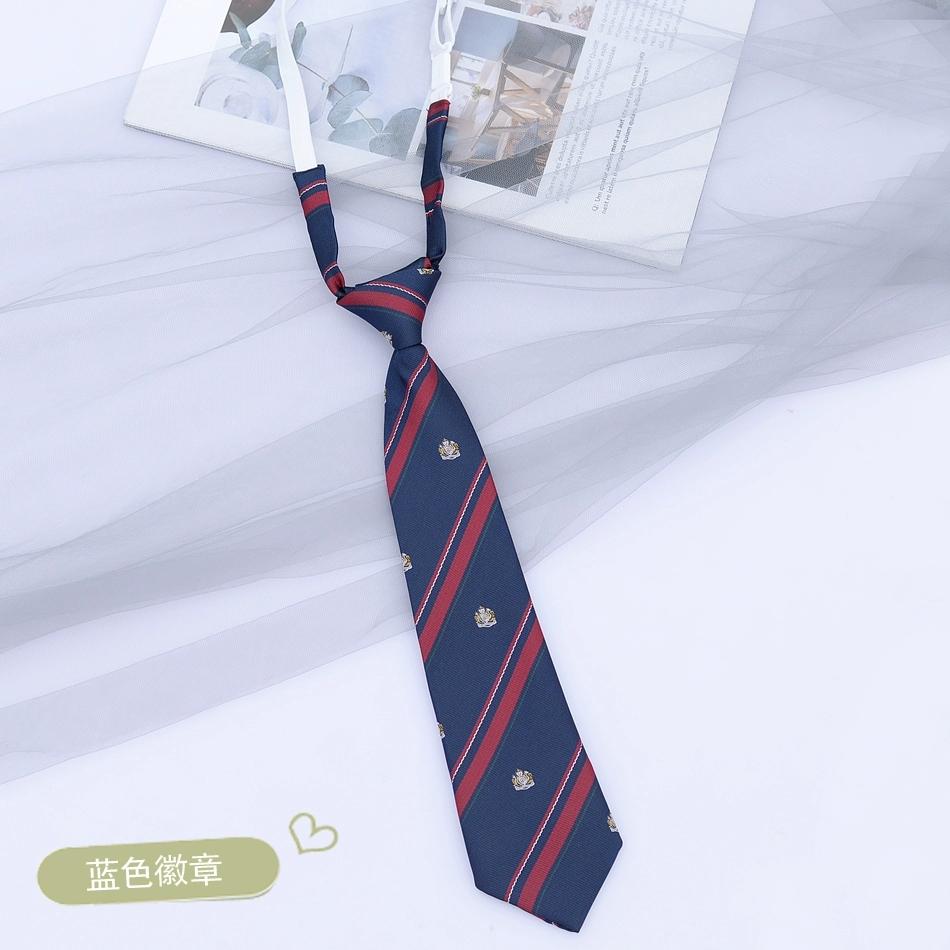 Preppy Chic JK Ties Women Young Girls Striped Necktie Retro Badge Brown Lazy-tie College Student DK Uniform Shirt Dress Cravat