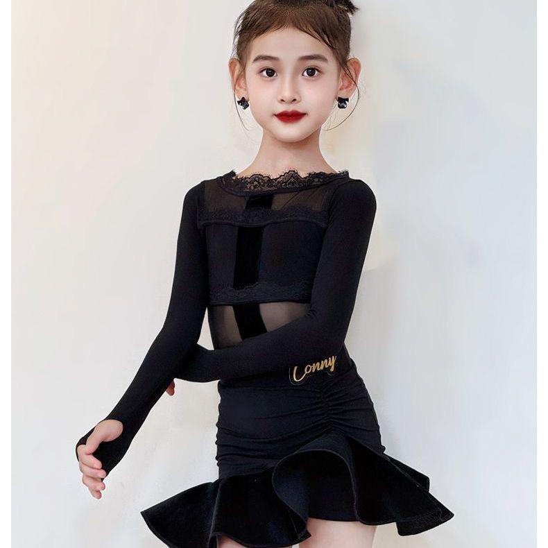 Line dance clothing women black dance wear stage costume for girls lace sexy dance suit women's latin training clothes