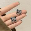111 Silver Needle Simple French Retro Stud Earrings, Sweet Temperament Fairy Style Bow Earrings Internet Celebrity Earrings