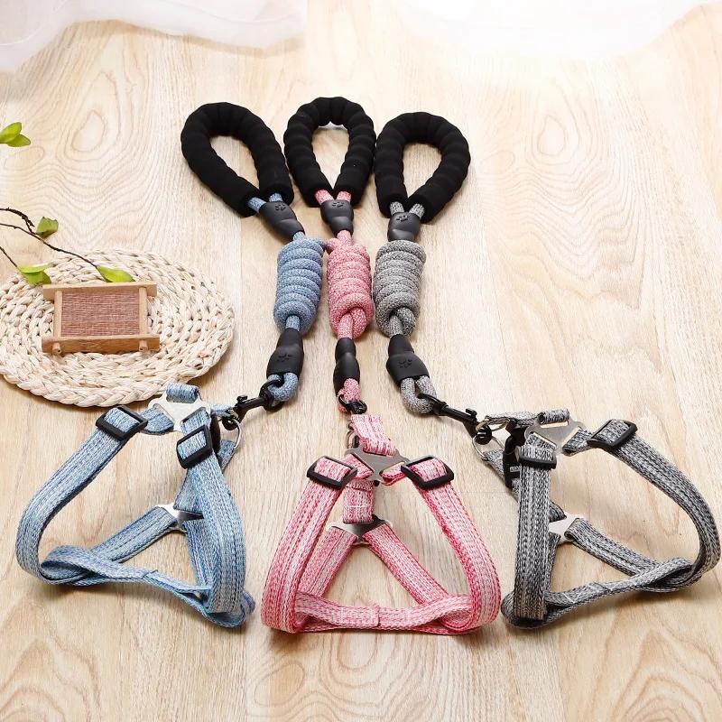 Dog Harness 1.2M Leash Set for Small Dogs Adjustable Puppy Cat Harness Vest Poodle Chihuahua Pug Outdoor Walking Pet Leash