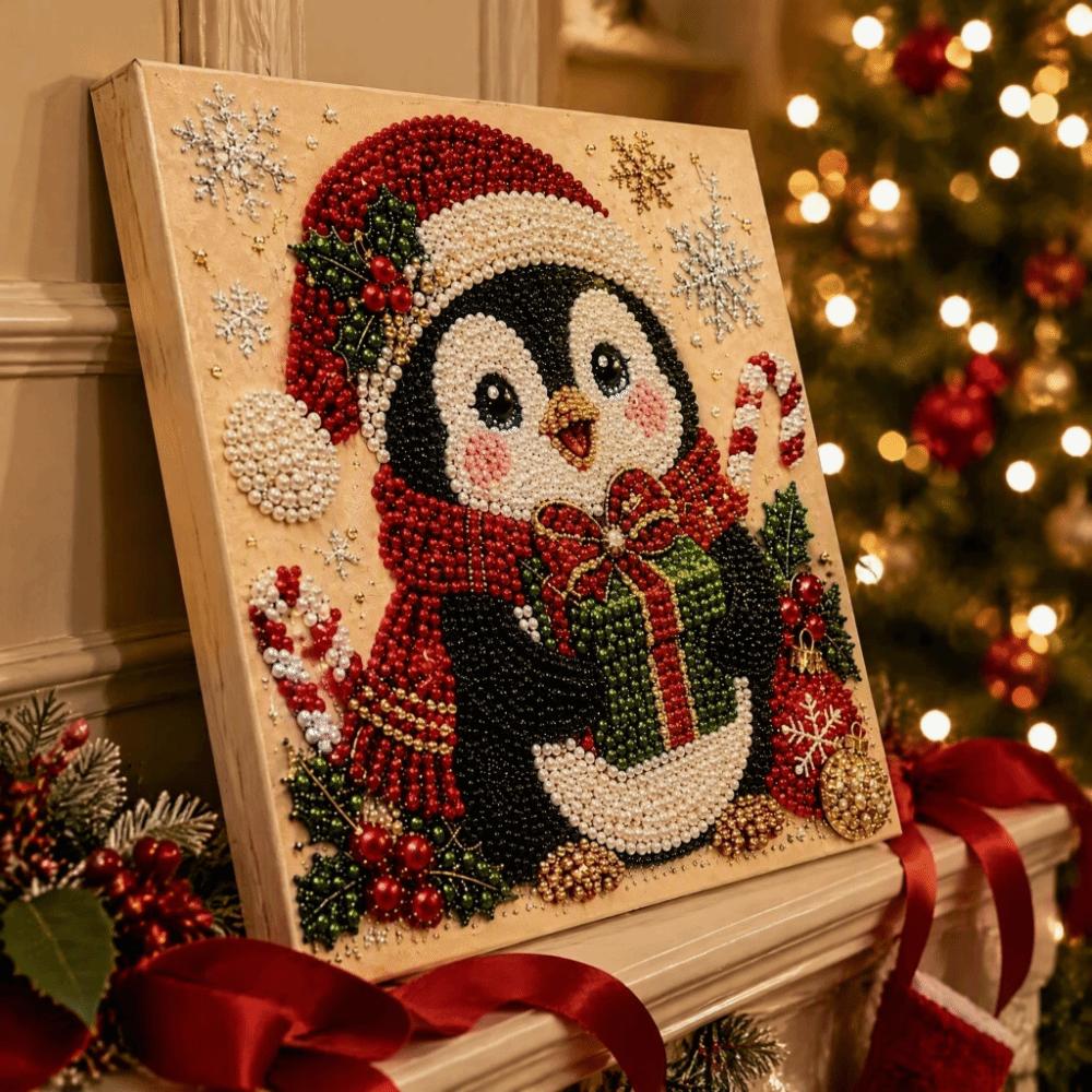 2D Flat Christmas Craft Kit Wood Framed Living Room Wall Art DIY Painting Kit Home Decor