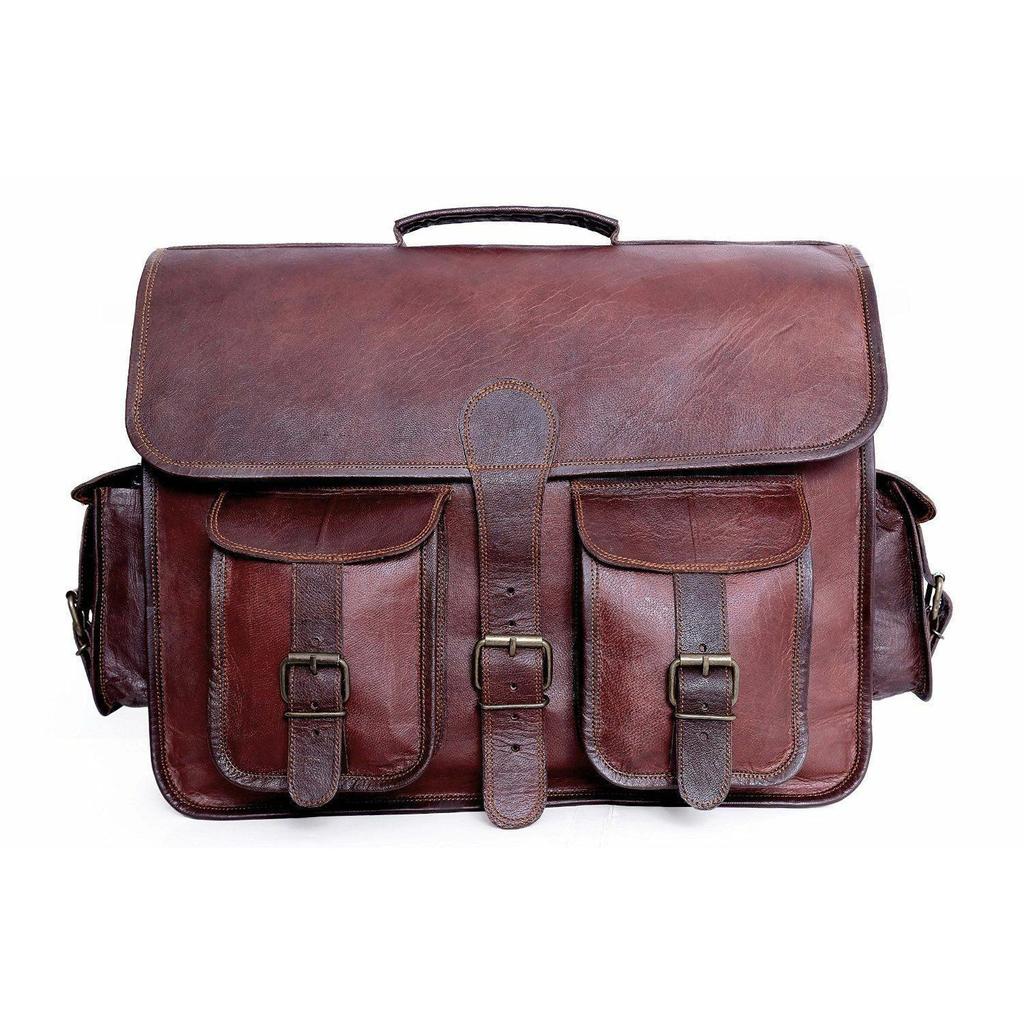 Leather Bag Goat Vintage Brown Genuine Laptop New Messenger Men's Men Travel New