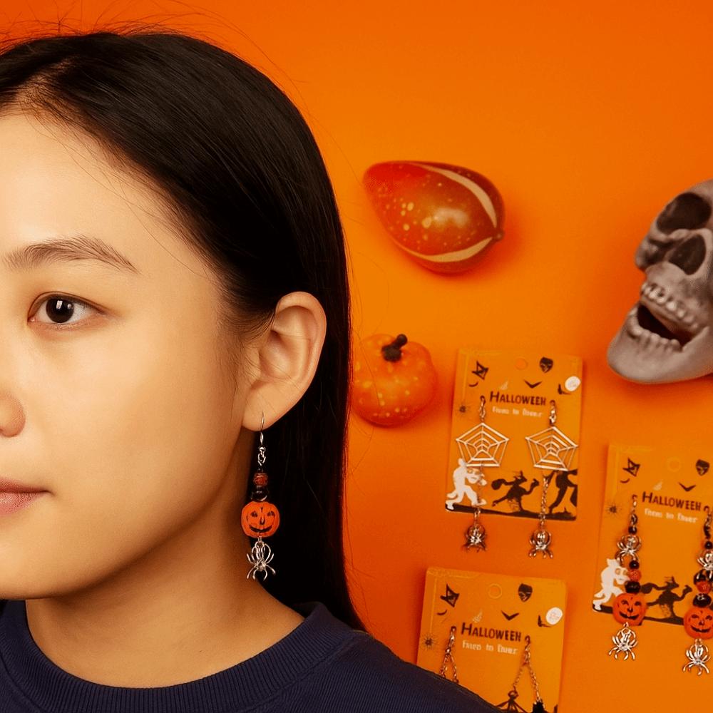 Bat Ghost Ear Studs Spider Pumpkin Dangle Earrings Fashion Halloween Earrings  Unisex