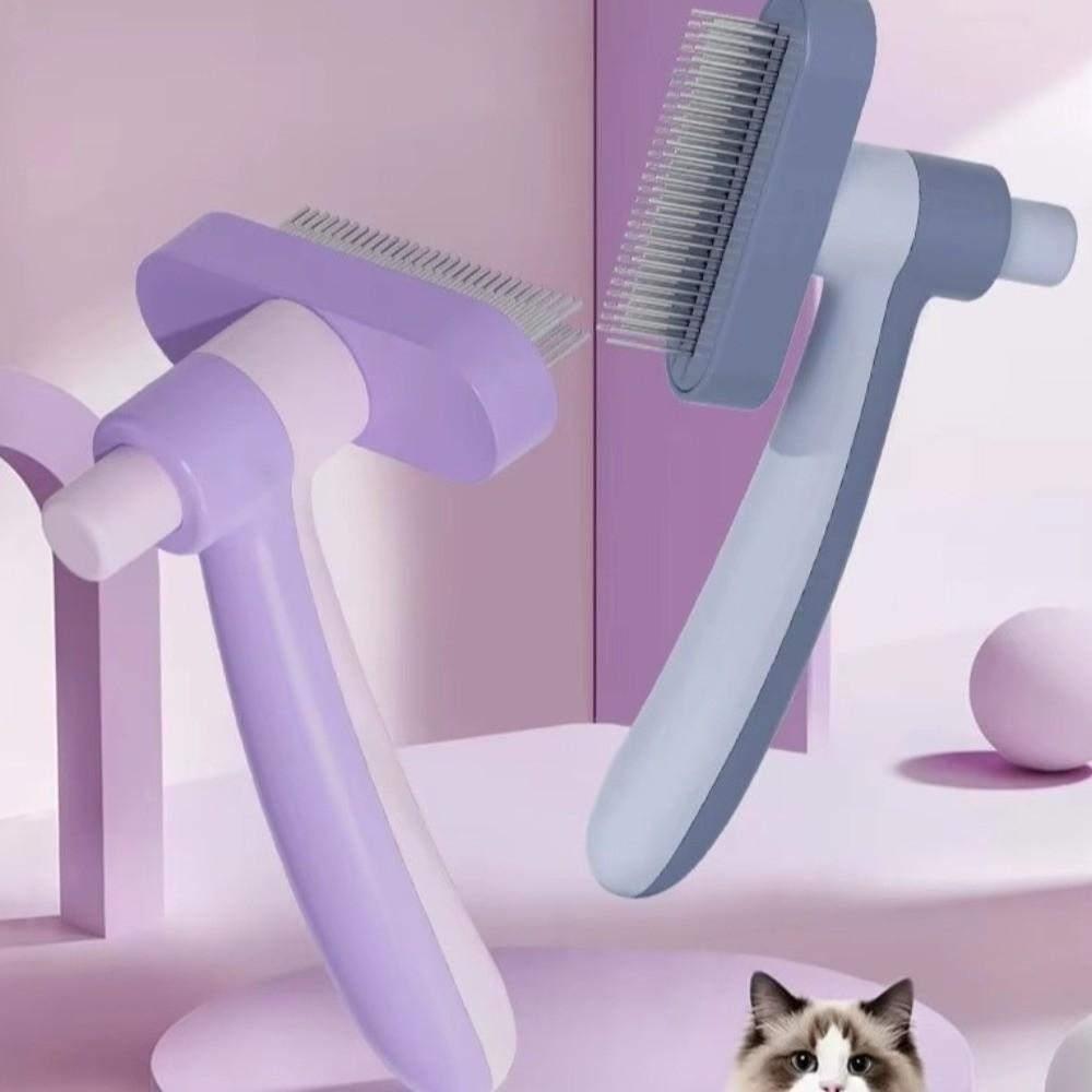Massage Function Dog Hair Comb Double Row Self Cleaning Dog Brush Durable Pet Comb  Cats
