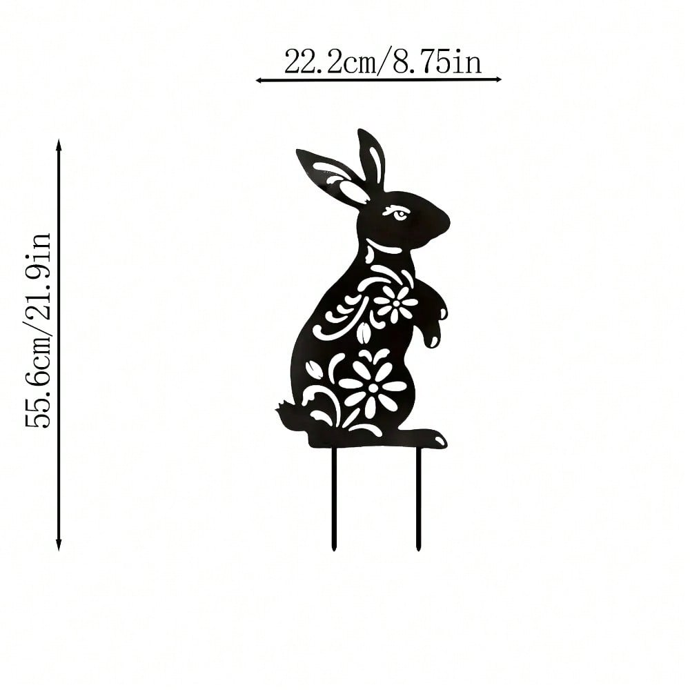 Black Metal Rabbit Garden Stakes Outdoor Decor Personalized Gift for Yard