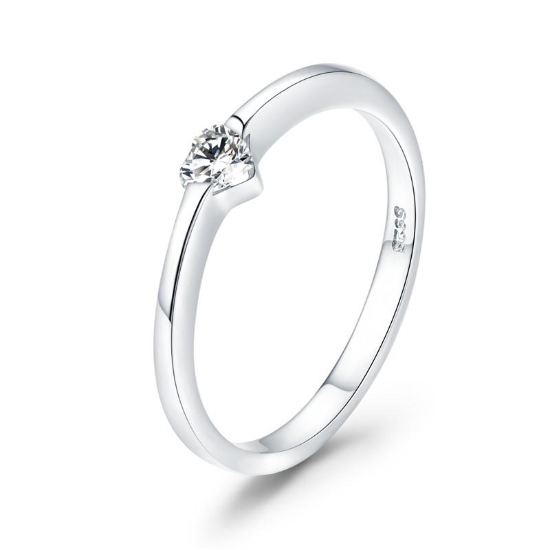 925 Sterling Silver Simple Rings for Women Wedding Engagement Heart Rings with Zircon  Female Jewelry 2025
