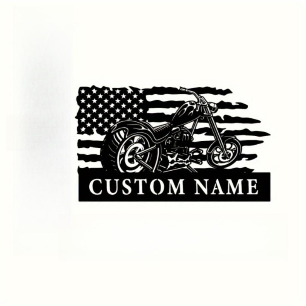 Custom American Motorcycle Metal Last Name Sign, Black Iron Forged Wall Sculpture Hot Sale 2024