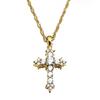 Shiny Hip Hop Zircon Cross Pendant Necklace for Women Stainless Steel Crystal Choker Christian Necklaces Jewelry Cruz Colgante