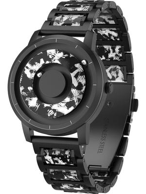 EUTOUR Magnetic Watch with Camouflage Stylish and Simple Casual Quartz 3ATM Water 40mm and Black Resin Strap Men's Dial, Movement, Resistance, Dial,