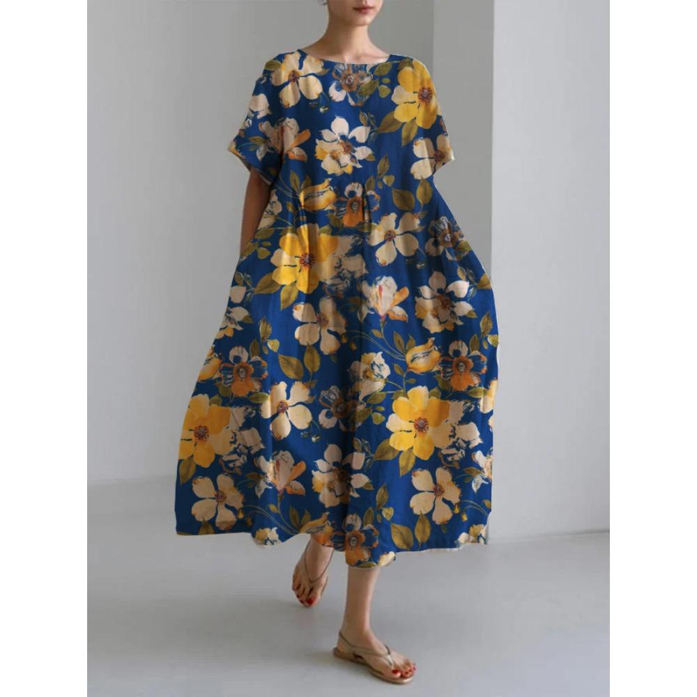 GMXIA 3D Exquisite Hemp Craft Short-sleeved Women's Dress