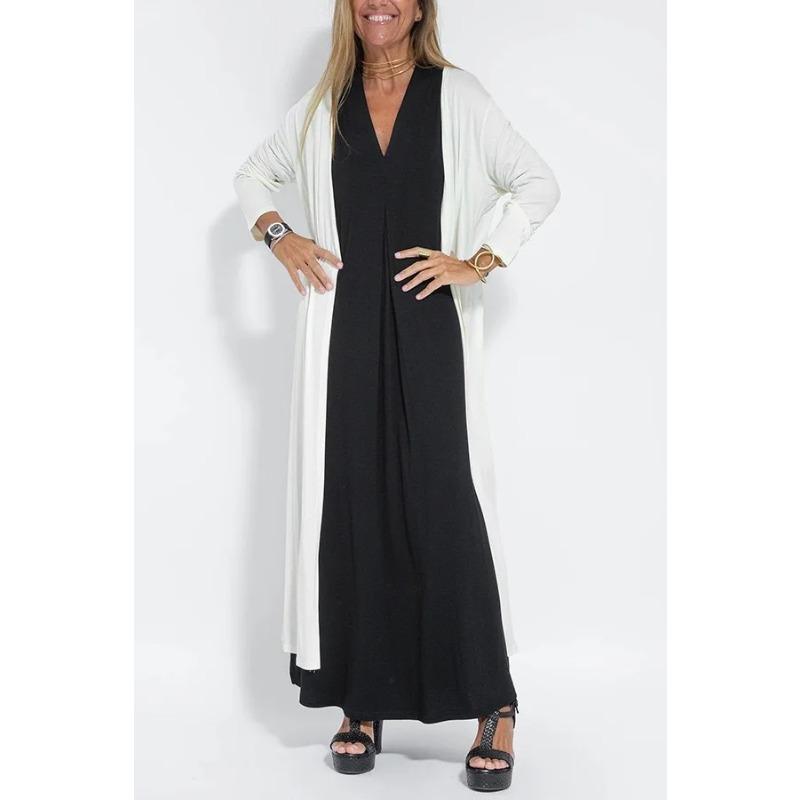 Moda Primavera Estate Cardigan Monocolore Manica Lunga Donna Lento Casual Stile Lungo Spacco Cappotto Signora Elegante