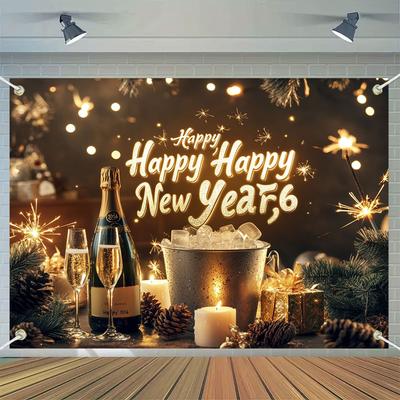 1 Piece 2026 Happy New Year Background Cloth, Suitable for Birthday, Anniversary, Christmas and Thanksgiving Party Supplies