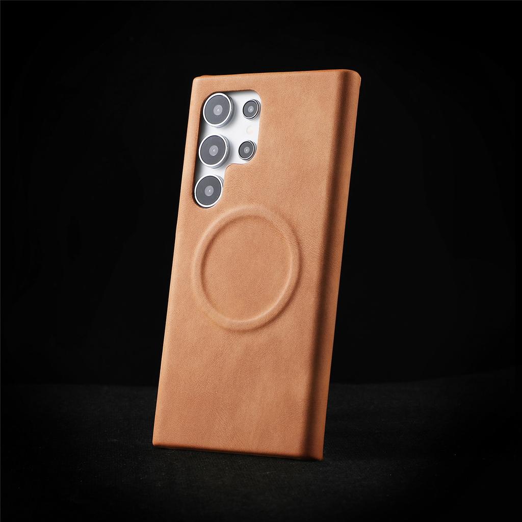 Smooth-touch Sheep Skin Leather Anti-drop Phone Case For Samsung S26 Ultra S25 S24 S23 Plus Wireless Charging Protect Back Cover