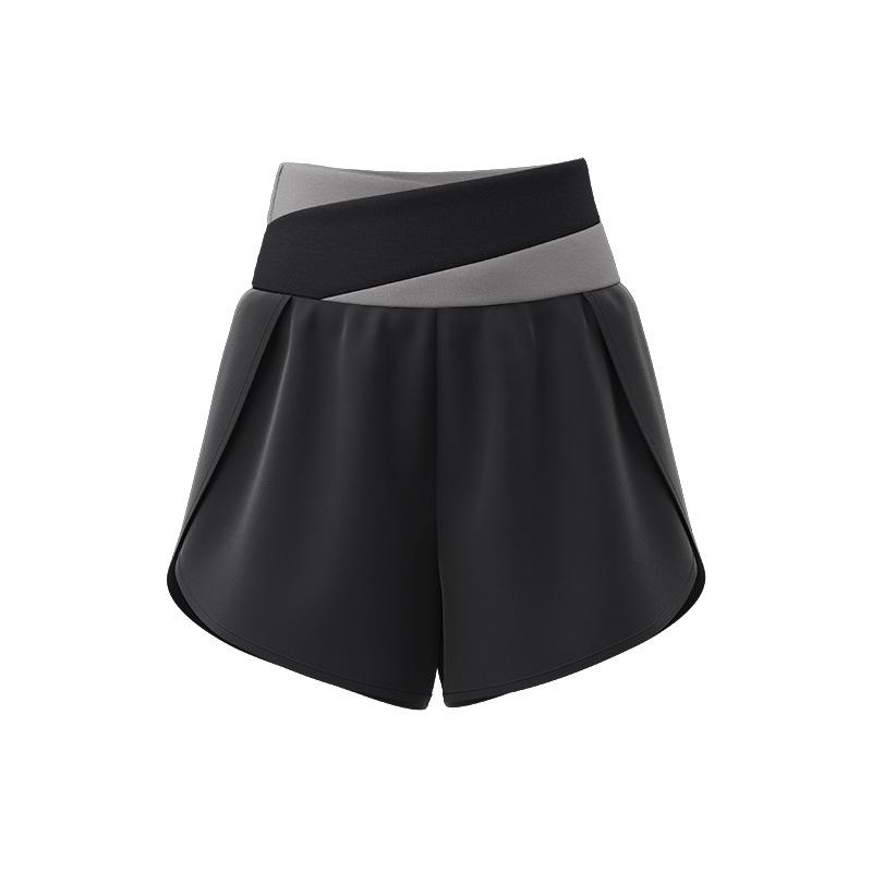 Contrasting color splicing yoga suit women's high waist shorts short sleeves professional Pilates training sportswear