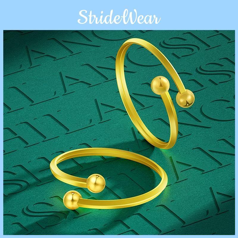 Vintage Beautiful Copper Gold Plated Bead Ring For Women Adjustable Fashion Piece Statement