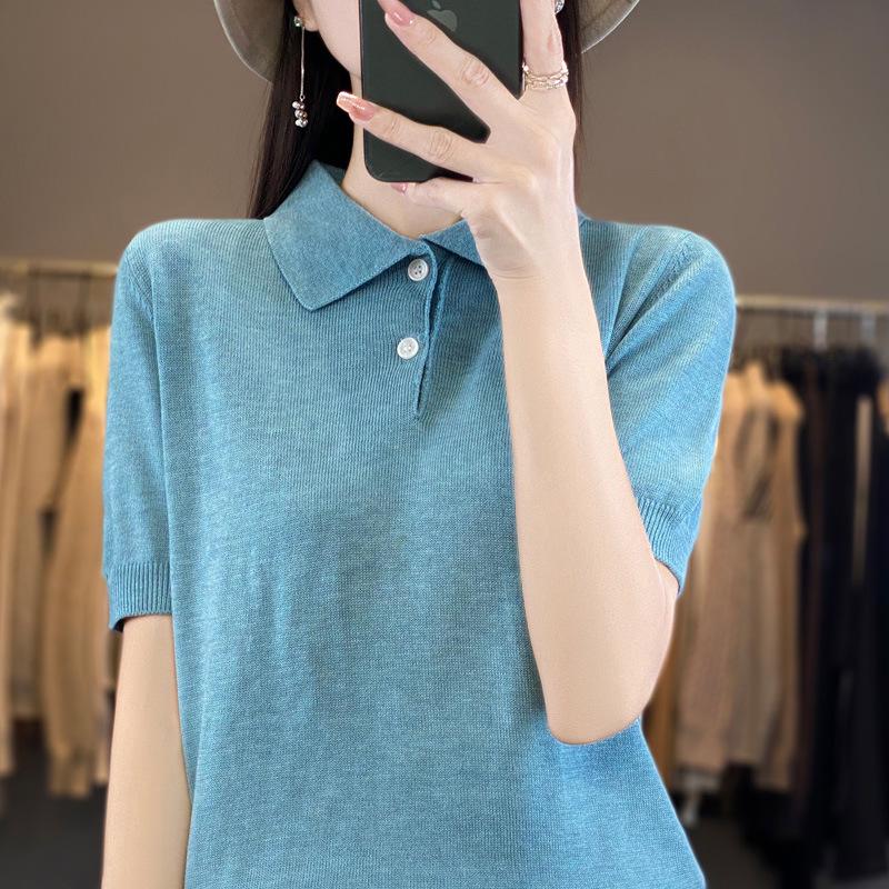 Women's Slim Fit Wool Polo Shirt
