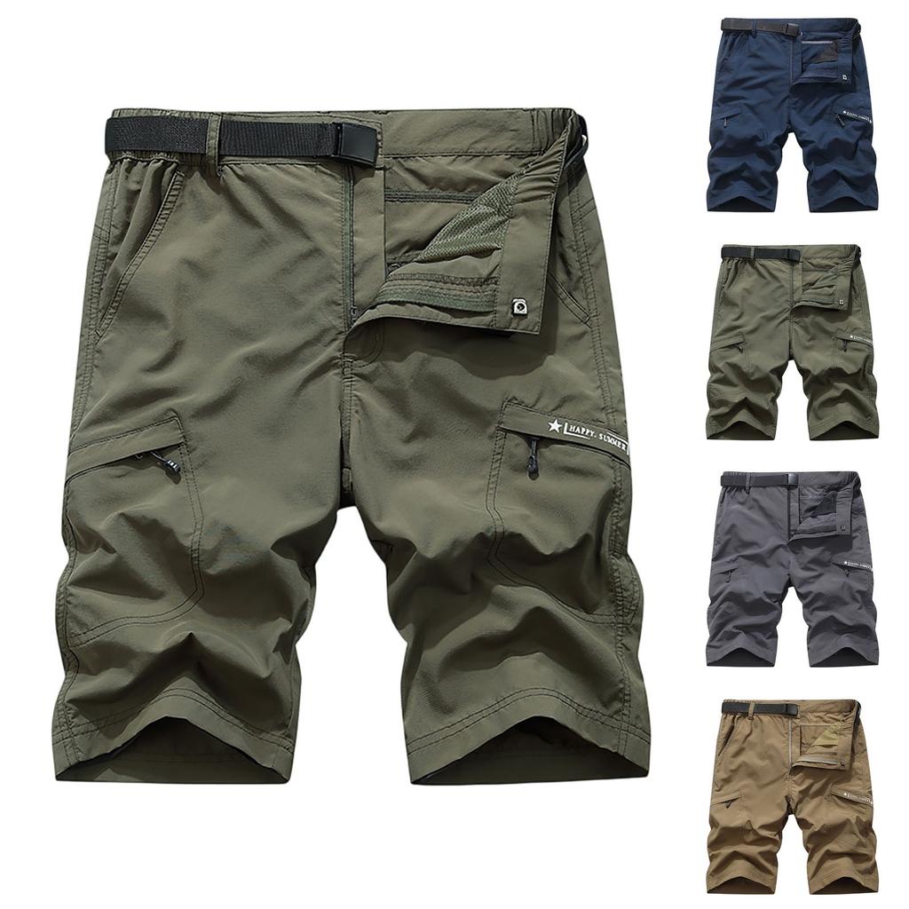Men's Cotton Cargo Shorts - Multi-Pocket Zippered Military Outdoor Work Pants