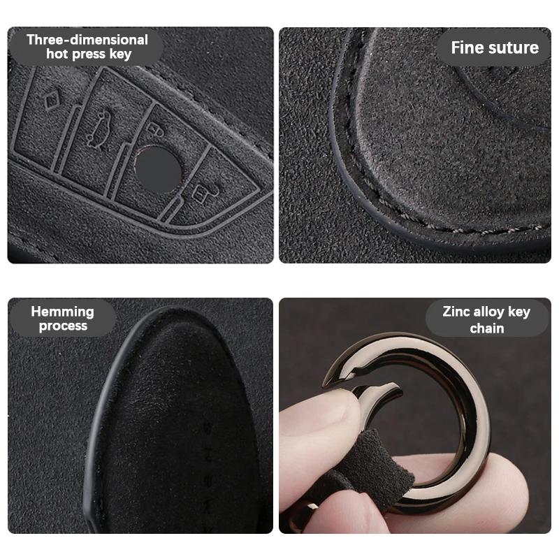 Interior Mouldings Suede Car Key Case Cover Protector Shell Fob Accessories For BMW F30 F31 F32 F34 F20 F21 F07 F10 1 3 5 7 Seri