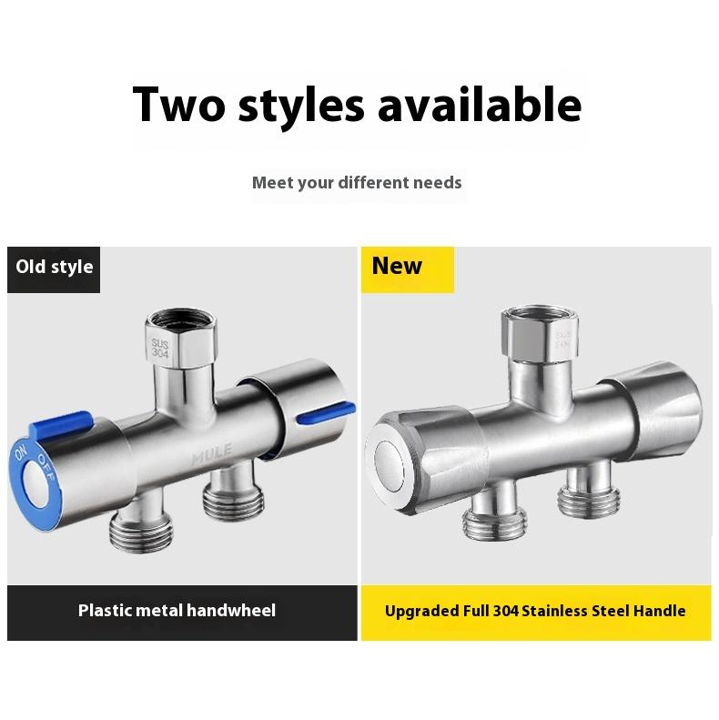 Adattatore Valvola Angolare a Tre Vie Moderno Raccordo Senza Smontaggio Rubinetto Deviazione Acqua Deviazione Uno in Due per Bagno Lavaggio