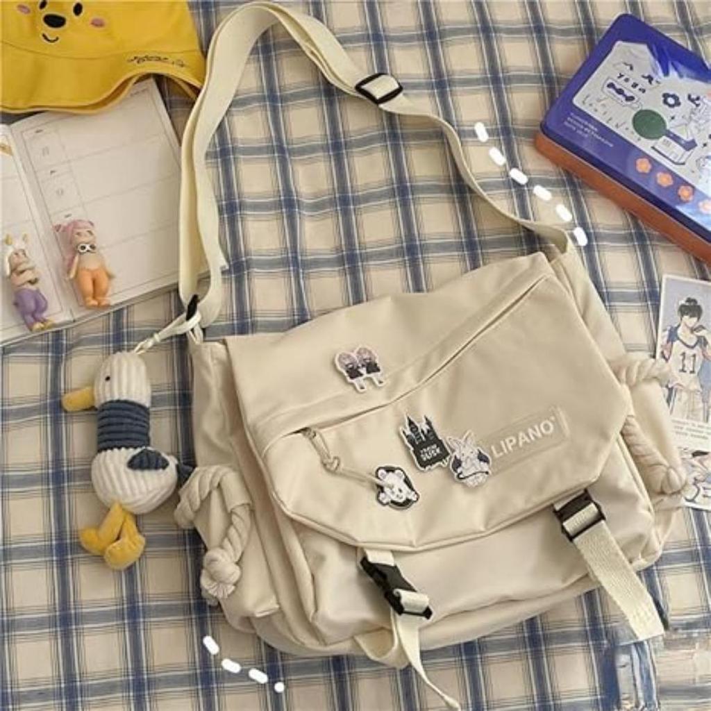 Bolsa Transversal Mochila Kawaii Grande Capacidade Mochila Estética Fofa Casual Viagem Mochilas Mochilas Diárias