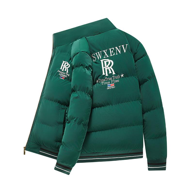 

New Winter High-end Embroidered Stand-collar Cotton Coat for Men s Youth Loose Thickened Warm Cotton Coat 6XL
