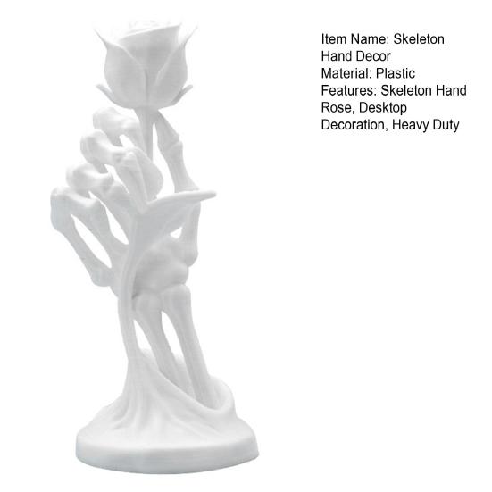 Yousheng Skeleton Hand Holding Rose Figurine Halloween Gothic Bone Hand Statue Resin Sculpture Home Office Desktop Decoration Ornament