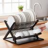 Double Layer Kitchen Dish Rack Foldable No Installation Drainage Storage Utensil Organizer