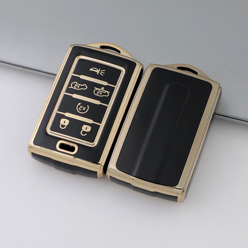 Gold-Edged TPU Key Cover for JEEP Grand Cherokee