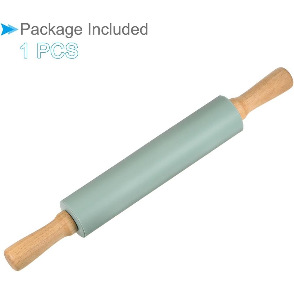 Non-Stick Silicone Rolling Pin Kitchen Wooden Handles for Baking Handle Rolling Pin Dumpling SkinPressing Flour Stick BakingTool