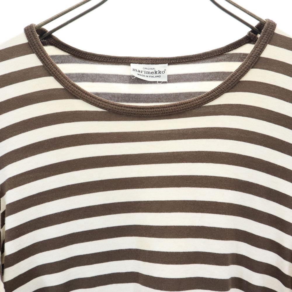 marimekko Border Pattern Long sleeve one piece 160 Brown Kid's Used