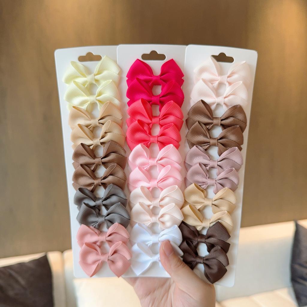 10Pcs Soft Cotton Bow Hairpin Girl Sweet Design Hairpin Color Block Delicate Hairgripe Barrettes Kawaii Child Accessories