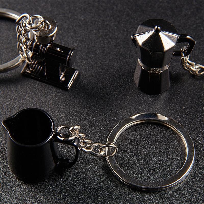 Stylish Coffee Themed Keychain Miniature Espresso Tool Keychain Authentic Coffee Accessories Charm for Fashion Lovers