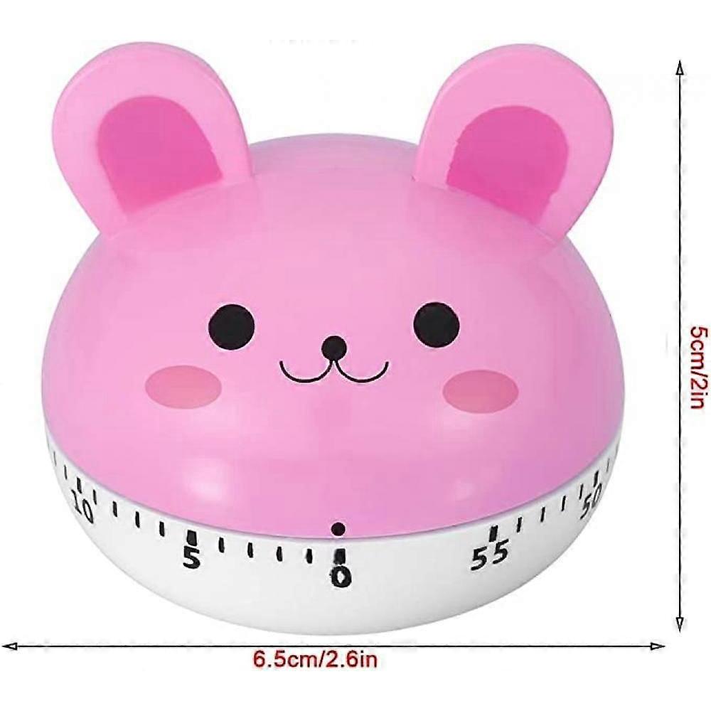 Animal Timer Mechanical Cooking Timer, Manual Animal Shape Counters, Cartoon Kitchen Timing Tool for Cooking Baking(Pink Bunny)