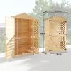 Outdoor Wooden Cabinet With Sloped Asphalt Roof 2 Doors With Latch 2 Shelves 101.5x49x176 Cm Natural