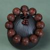 Rosewood Carved Buddha Bracelet - Dark Wood Ethnic Prayer Beads for Men & Women