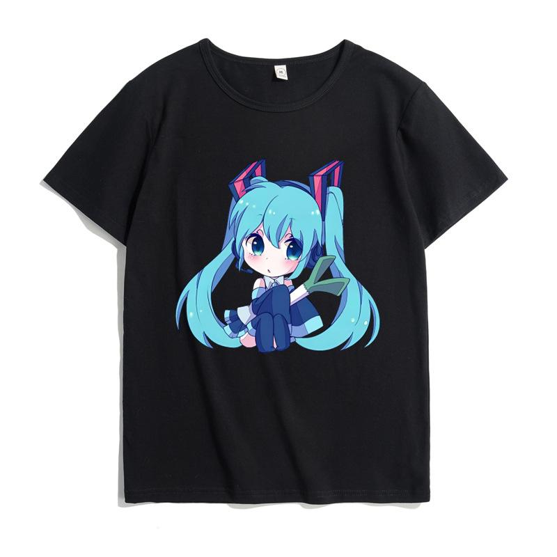 Hatsune Miku MIKU Co Branded Printed TShirt for Unisex and Unisex Anime Round Neck Summer Fashion Trend Short Sleeve