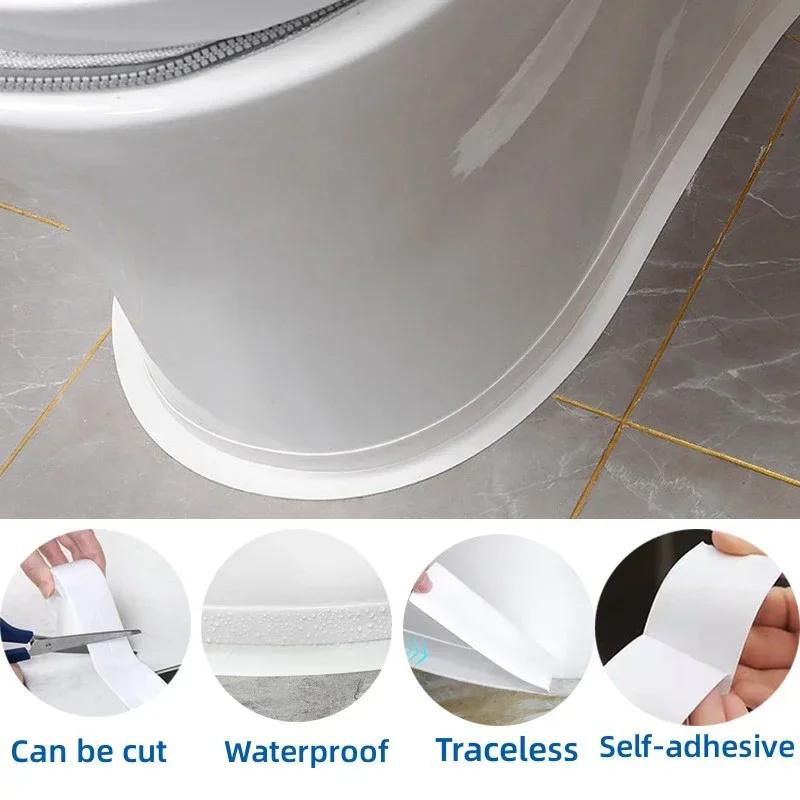 3.2M Self Adhesive PVC Sealing Strip Tape for Bath Toilet Kitchen Caulk Tape Waterproof Wall Sticker White Mold Proof Tapes