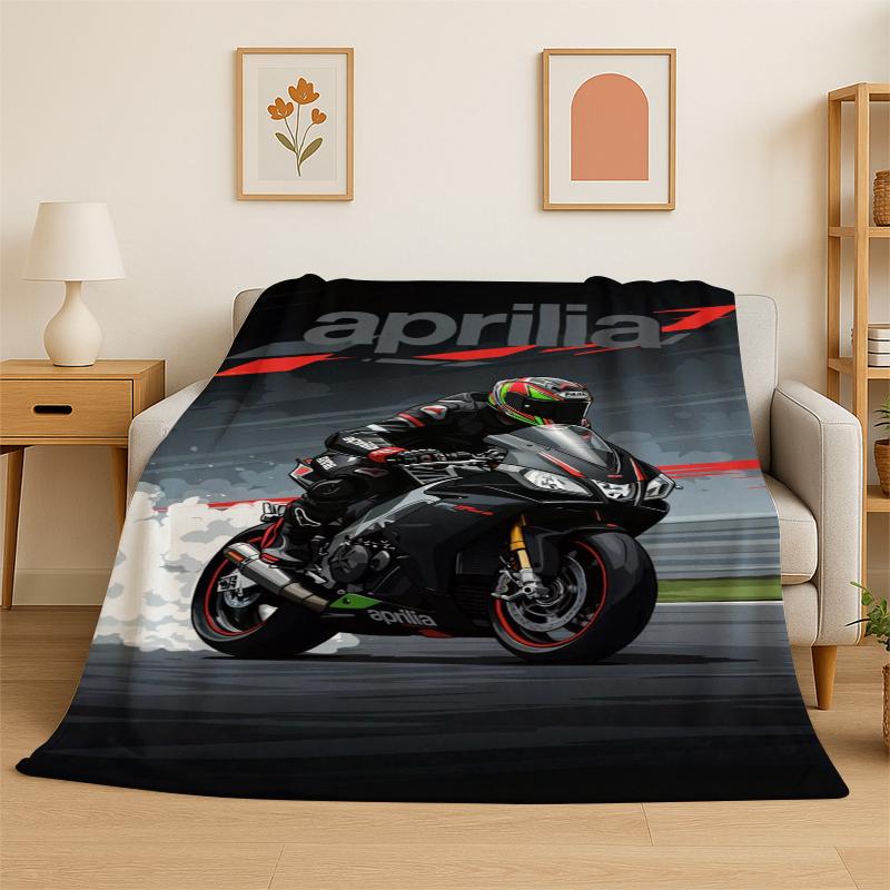 Racing Car A-Aprilia Logo Moto Flannel Blanket Soft Warm Throw Blanket for Bedroom Living Room Bed Travel Camping Picnic Gift