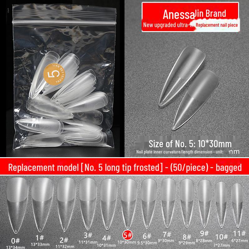 Jianais Ultra-Thin Seamless Matte Long Water Drop Nail Art Set (Sizes 0-11)