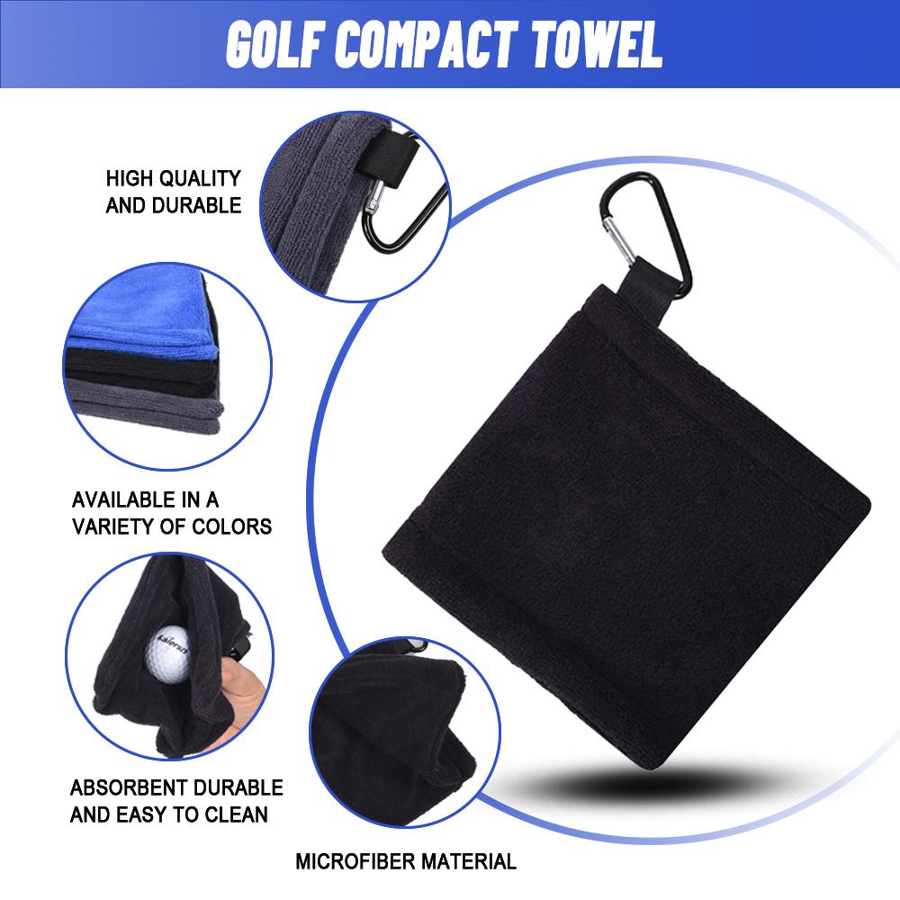 Golf Ball Cleaning Towel 14*14cm Microfiber Scrubbing Club Cleaning Outdoor Sports Accessories