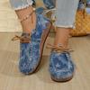 Plus-size Color-blocked Shallow Lace-up Casual Single Shoes Women's Platform Printed Foot Slippers Lazy Muffin Shoes Breathable