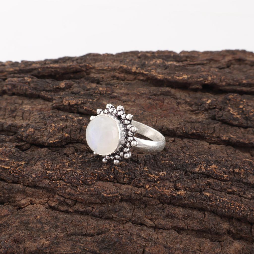 Rainbow Moonstone Jewelry, 925 Solid Sterling Silver Ring , Handmade Gemstone Jewelry Ring For Memorial Day