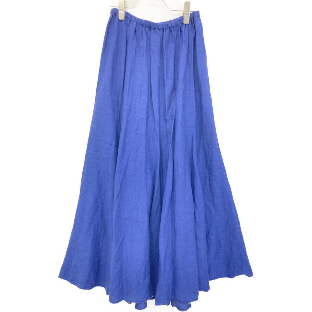 Plage [Made in 2011] 23-060-922-7090-2-0 Linen Blend Flare Long skirt 38 blueUsed